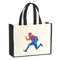 Jutetasche Football Spieler bunte Silhouette 21 Liter Black