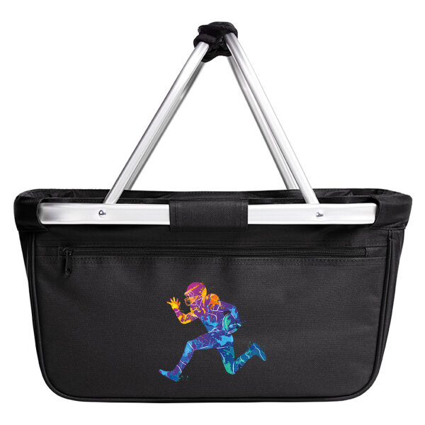 Einkaufskorb faltbar Football Spieler bunte Silhouette 20 Liter Black