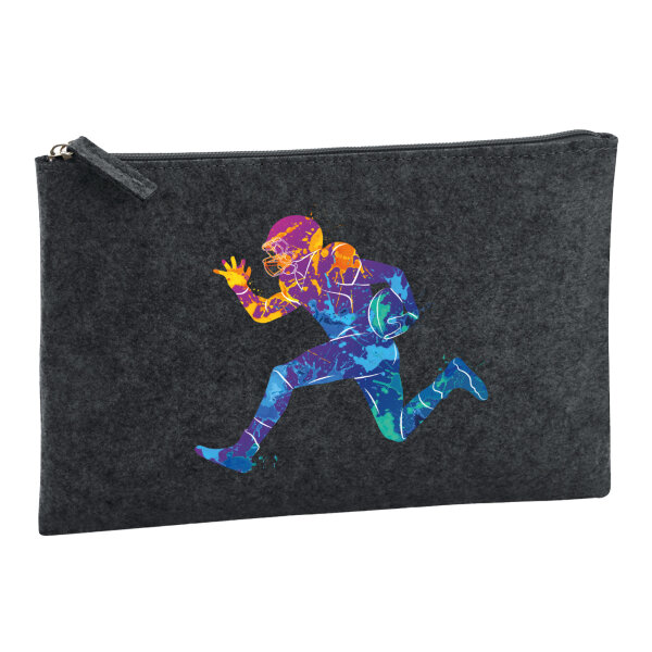 Kulturbeutel Football Spieler bunte Silhouette 1 Liter Charcoal