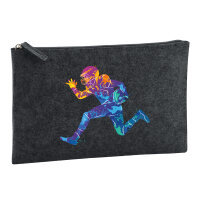 Kulturbeutel Football Spieler bunte Silhouette 1 Liter Charcoal