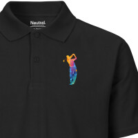Herren Polo Shirt Golf Spieler bunte Silhouette