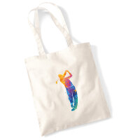 Jutebeutel Golf Spieler bunte Silhouette 10 Liter