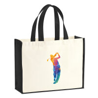 Jutetasche Golf Spieler bunte Silhouette 21 Liter Black