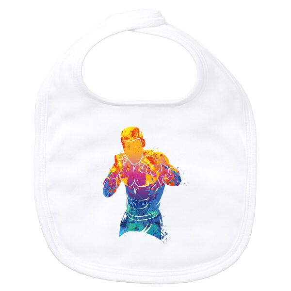 Baby Lätzchen Boxer Spieler bunte Silhouette Klettverschluss