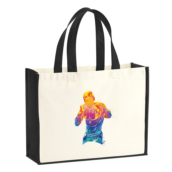Jutetasche Boxer Spieler bunte Silhouette 21 Liter Black
