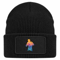 Beanie mit Patch Boxer Spieler bunte Silhouette Black