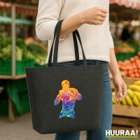 Filz Shopper Boxer Spieler bunte Silhouette 22 Liter