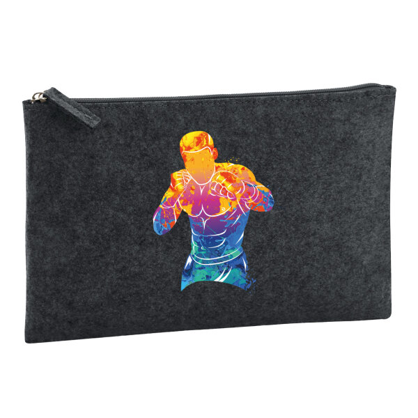 Kulturbeutel Boxer Spieler bunte Silhouette 1 Liter Charcoal