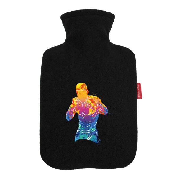 Wärmflasche Boxer Spieler bunte Silhouette