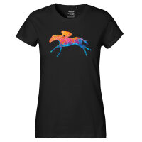 Damen T-Shirt Pferderennen Jockey bunte Silhouette