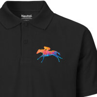 Herren Polo Shirt Pferderennen Jockey bunte Silhouette