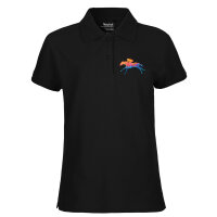 Damen Polo Shirt Pferderennen Jockey bunte Silhouette