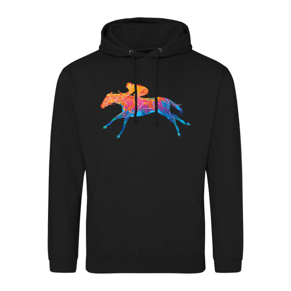 Unisex Hoodie Pferderennen Jockey bunte Silhouette