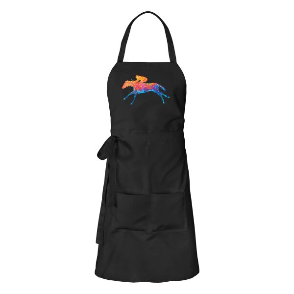 Schürze Pferderennen Jockey bunte Silhouette