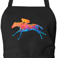 Schürze Pferderennen Jockey bunte Silhouette mit...