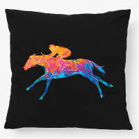 Kissen Pferderennen Jockey bunte Silhouette 40x40cm