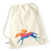 Turnbeutel Pferderennen Jockey bunte Silhouette 12 Liter