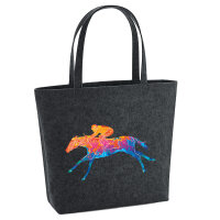Filz Shopper Pferderennen Jockey bunte Silhouette 22 Liter