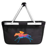 Einkaufskorb faltbar Pferderennen Jockey bunte Silhouette...