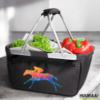 Einkaufskorb faltbar Pferderennen Jockey bunte Silhouette...