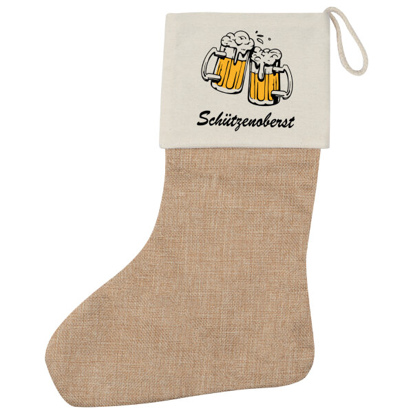 Weihnachtsstrumpf Schützenoberst Schützenfest Beige Jute
