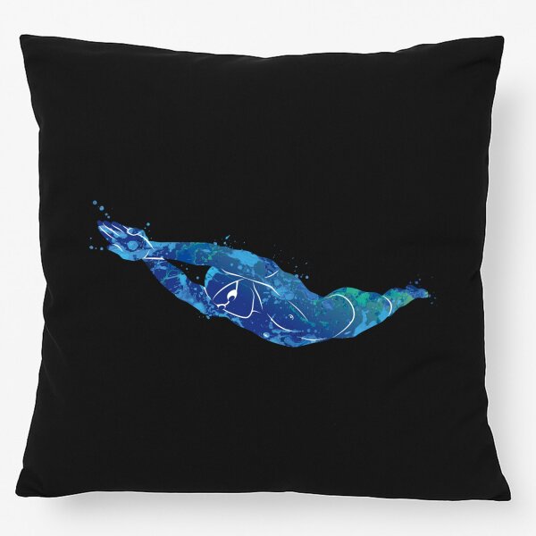 Kissen Schwimmen bunte Silhouette 40x40cm