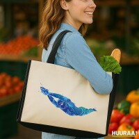 Jutetasche Schwimmen bunte Silhouette 21 Liter Black