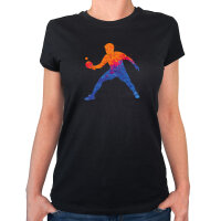 Damen T-Shirt Tischtennis bunte Silhouette