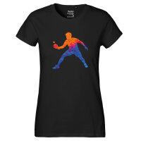 Damen T-Shirt Tischtennis bunte Silhouette