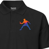 Herren Polo Shirt Tischtennis bunte Silhouette