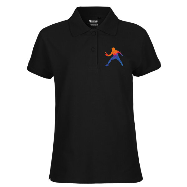 Damen Polo Shirt Tischtennis bunte Silhouette