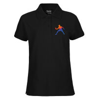Damen Polo Shirt Tischtennis bunte Silhouette