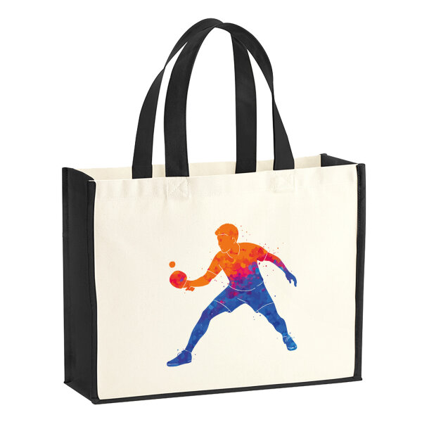 Jutetasche Tischtennis bunte Silhouette 21 Liter Black