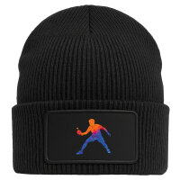 Beanie mit Patch Tischtennis bunte Silhouette Black