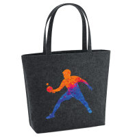 Filz Shopper Tischtennis bunte Silhouette 22 Liter