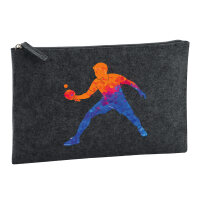 Kulturbeutel Tischtennis bunte Silhouette 1 Liter Charcoal