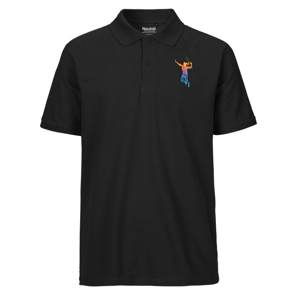 Herren Polo Shirt Badminton bunte Silhouette