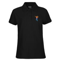Damen Polo Shirt Badminton bunte Silhouette