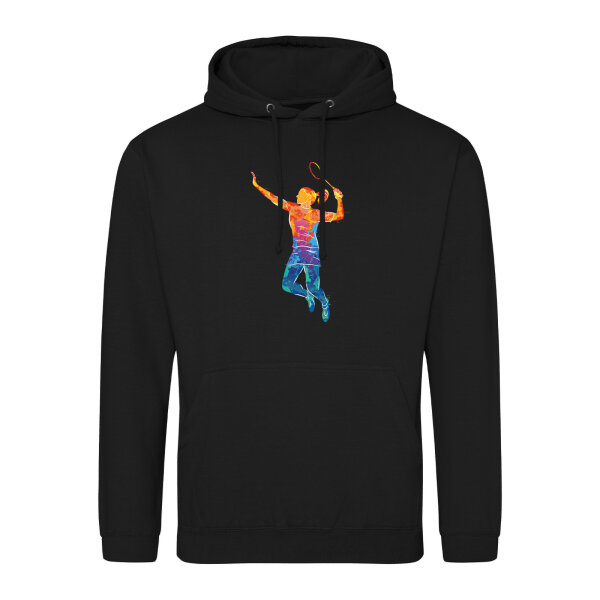 Unisex Hoodie Badminton bunte Silhouette