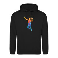 Unisex Hoodie Badminton bunte Silhouette