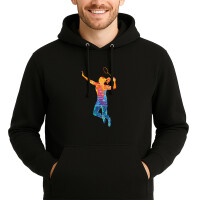 Unisex Hoodie Badminton bunte Silhouette