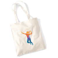 Jutebeutel Badminton bunte Silhouette 10 Liter