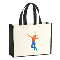 Jutetasche Badminton bunte Silhouette 21 Liter Black