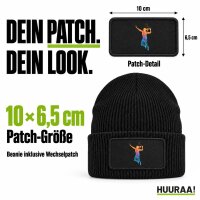 Beanie mit Patch Badminton bunte Silhouette Black