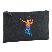 Kulturbeutel Badminton bunte Silhouette 1 Liter Charcoal