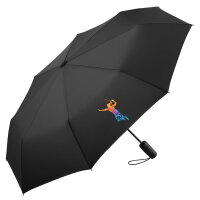 Regenschirm Badminton bunte Silhouette 98cm Schwarz