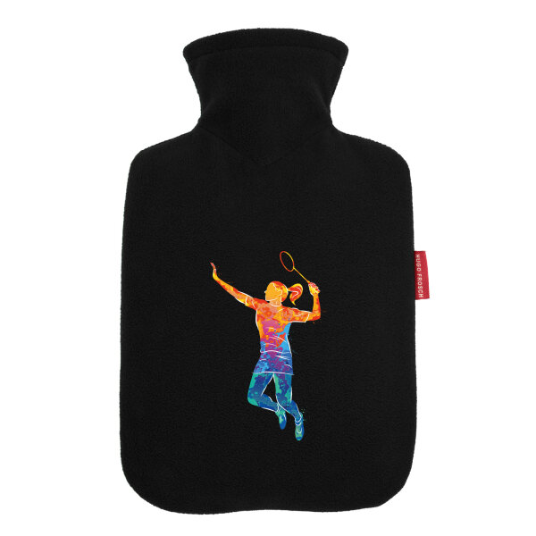 Wärmflasche Badminton bunte Silhouette