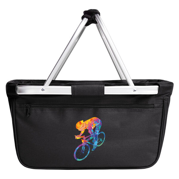 Einkaufskorb faltbar Radsport bunte Silhouette 20 Liter Black