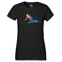 Damen T-Shirt Ski fahren bunte Silhouette