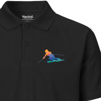 Herren Polo Shirt Ski fahren bunte Silhouette